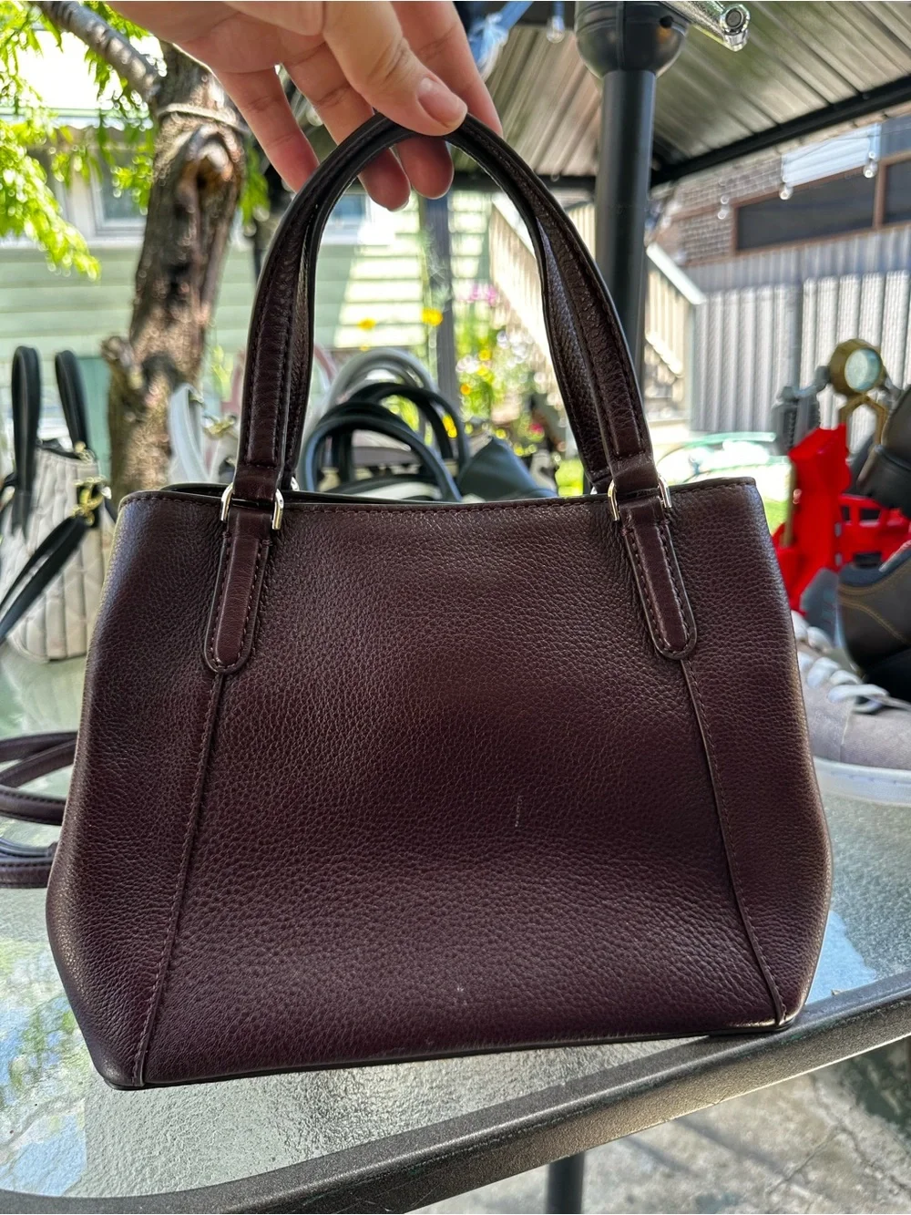 kate spade Pebbled Leather Tote in Plum